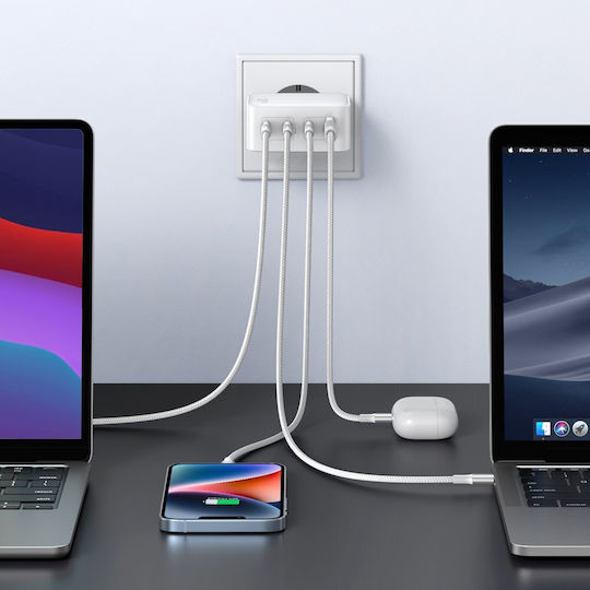 Ugreen Charger Without Cable GaN with USB-A Port and 3 USB-C Ports 100W Whites (Tech Fast )