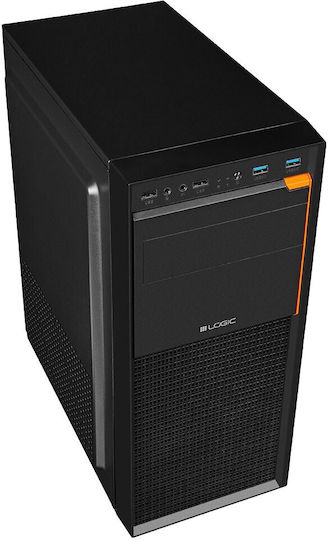Logic J23 Gaming Midi Tower Κουτί Υπολογιστή με Πλαϊνό Παράθυρο Μαύρο