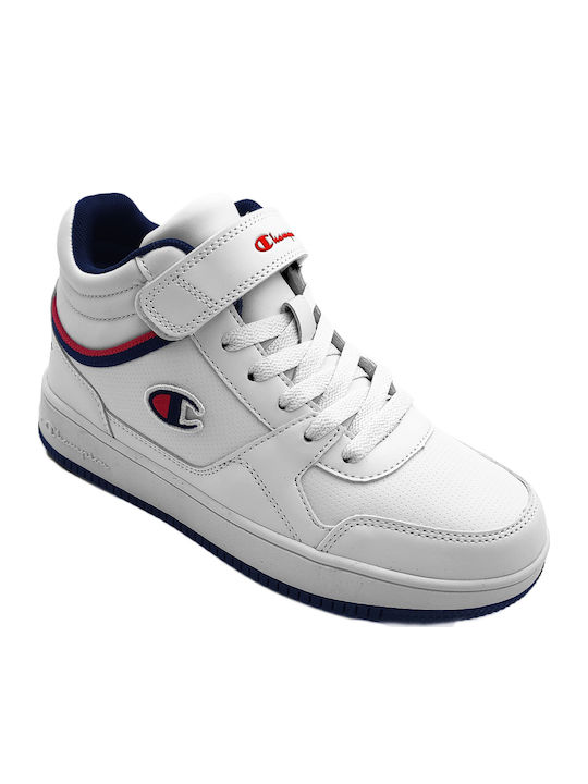 GS Rebound Mid Kids Sports Shoes Basketball with Hoop & Loop Closure White