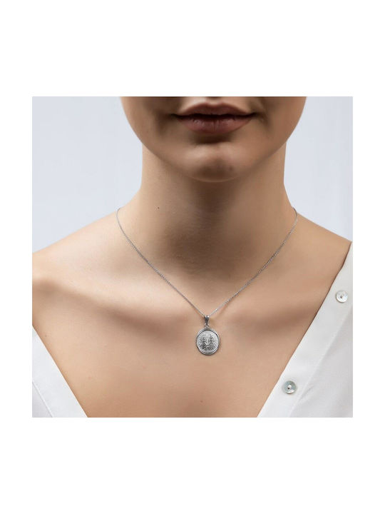 Eforo Necklace Constantine Amulet from White Gold 14K