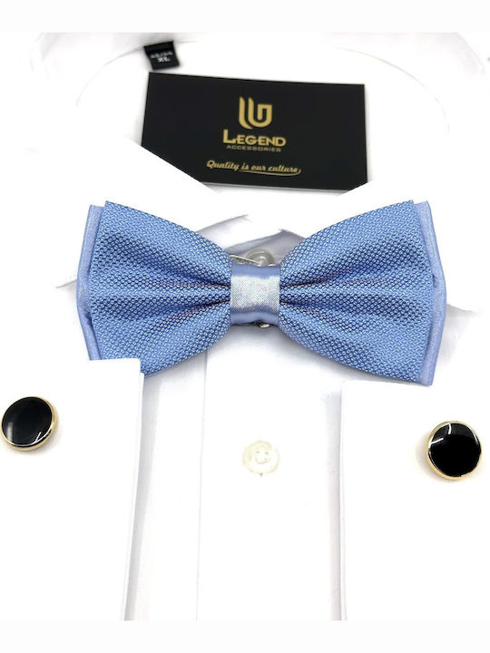 Legend Accessories Σετ Υφασμάτινo Παπιγιόν με Μαντήλι Γαλάζιο