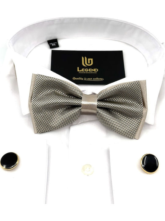 Legend Accessories Set Papion din material textil cu batista Bej