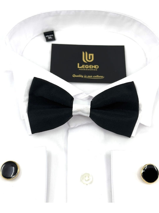 Legend Accessories Set Papion din material textil cu batista Alb