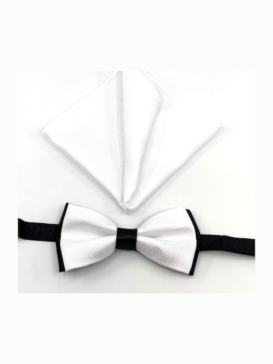 Legend Accessories Set Papion din material textil cu batista Alb