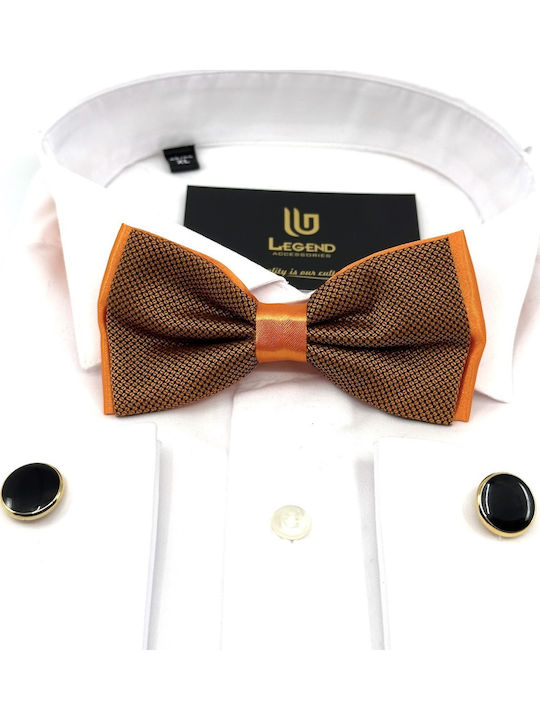 Legend Accessories Σετ Υφασμάτινo Παπιγιόν με Μαντήλι Πορτοκαλί