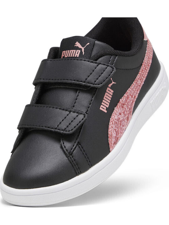 Smash 3.0 Kids Sports Tennis Shoes With Hoop & Loop Closure Black