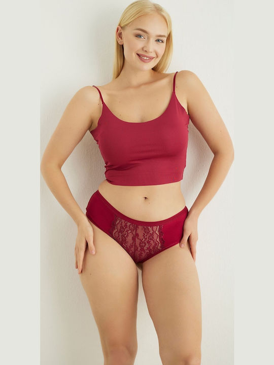 Βαμβακερά Ψηλόμεσα Γυναικεία String MultiPack με Δαντέλα
