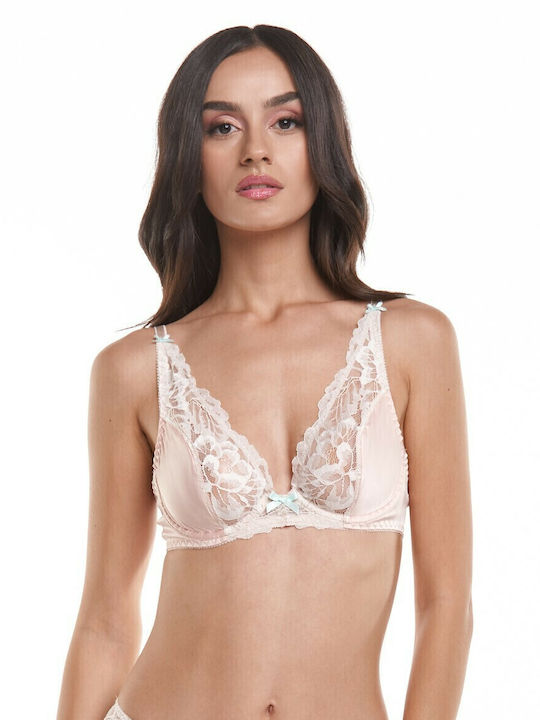 Triangle Triangle Bra without Padding Underwire Pink