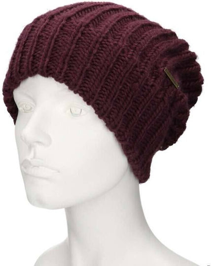 Beanie Σκούφος με Rib Πλέξη σε Κόκκινο χρώμα