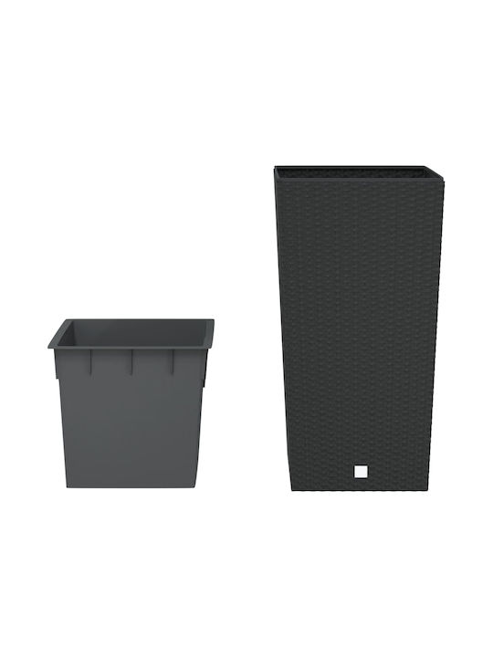 vidaXL Γλάστρα Πλαστική Γκρι 32.5x32.5x61εκ.