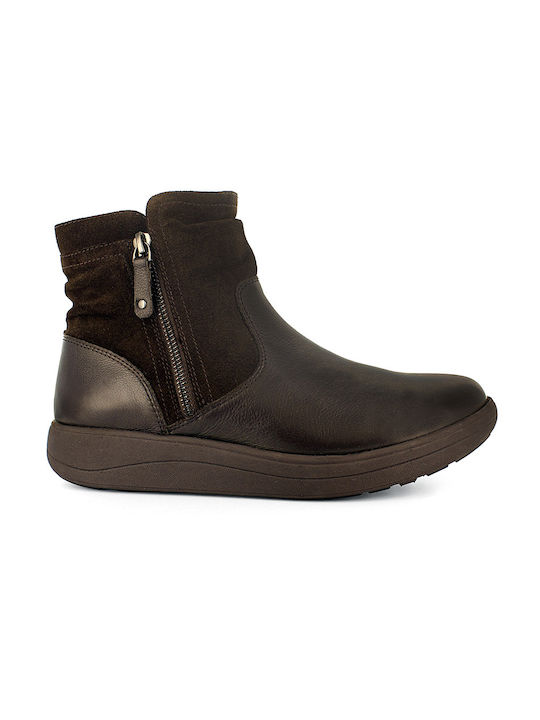 Strive Footwear Women's Leather Ankle Boots with Fur Brown