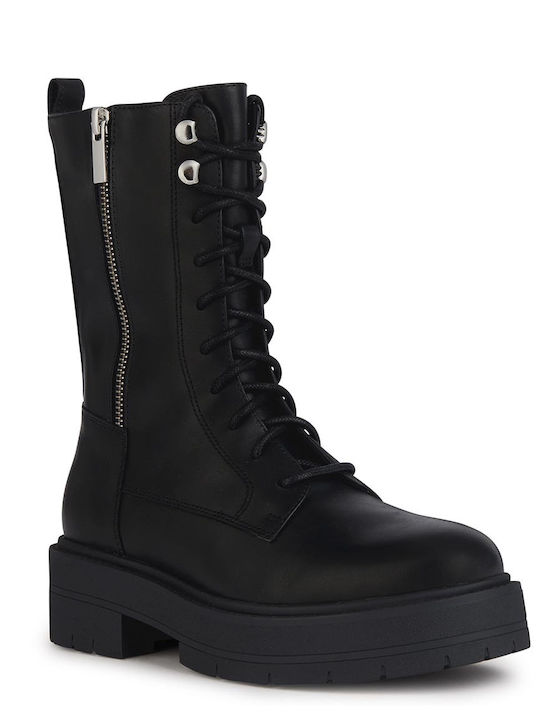 Geox Women's Platform Combat Boots Black