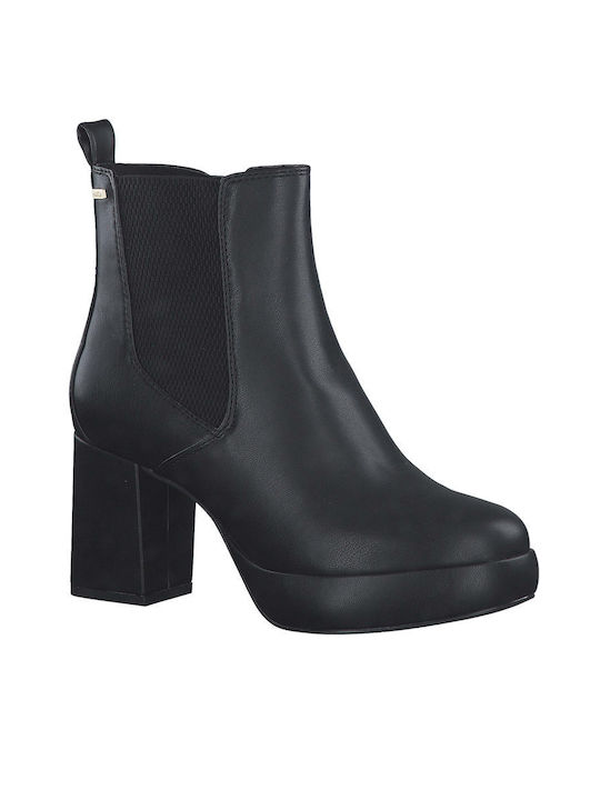 S.Oliver Leather Women's Chelsea Boots with High Heel Black