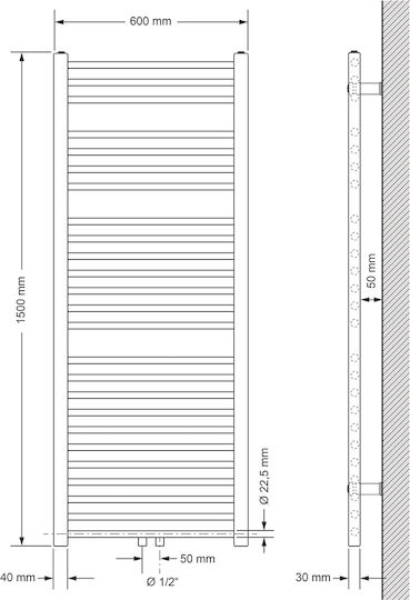 ECD Germany Șină Pentru Prosoape De Baie 1500x600 Albă