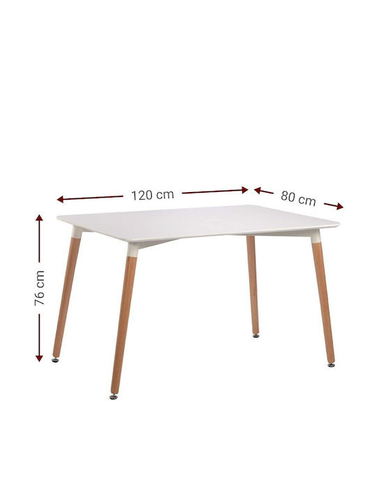 Fiorino Table Kitchen Wooden White 120x80x74cm
