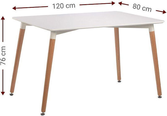 Fiorino Table Kitchen Wooden White 120x80x74cm