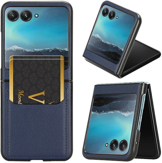 Leather Litchi Back Cover Δερμάτινο / Πλαστικό Μπλε (Razr 40 Ultra)