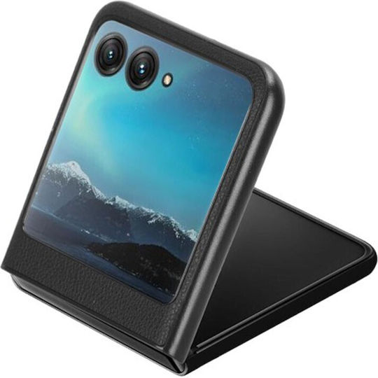 Leather Litchi Back Cover Piele / Plastic Negru (Razr 40 Ultra)