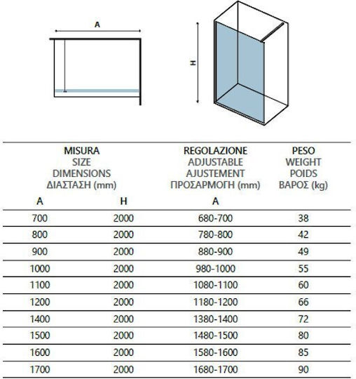 Karag Walkin 1 Διαχωριστικό Ντουζιέρας 50x200cm Clear Glass Cromo