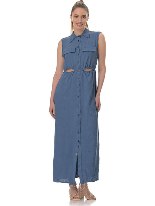 Summer Maxi Shirt Dress Dress Light Blue