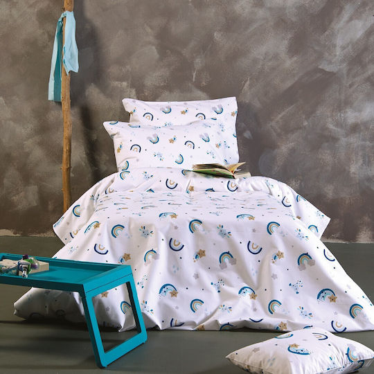 SB Home Rainbow Baby Sheets Set Cradle Cotton Blue 80x110cm 2pcs