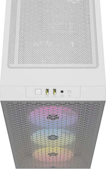 Corsair 3000D Airflow TG RGB Gaming Midi Tower Computer Case with Side Window White