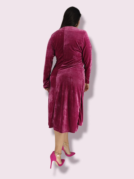 Midi Evening Dress Velvet Wrap Purple