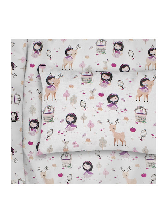 Dimcol Lily Deer Παιδική Μαξιλαροθήκη από 100% Βαμβάκι 50x70εκ. Λευκή