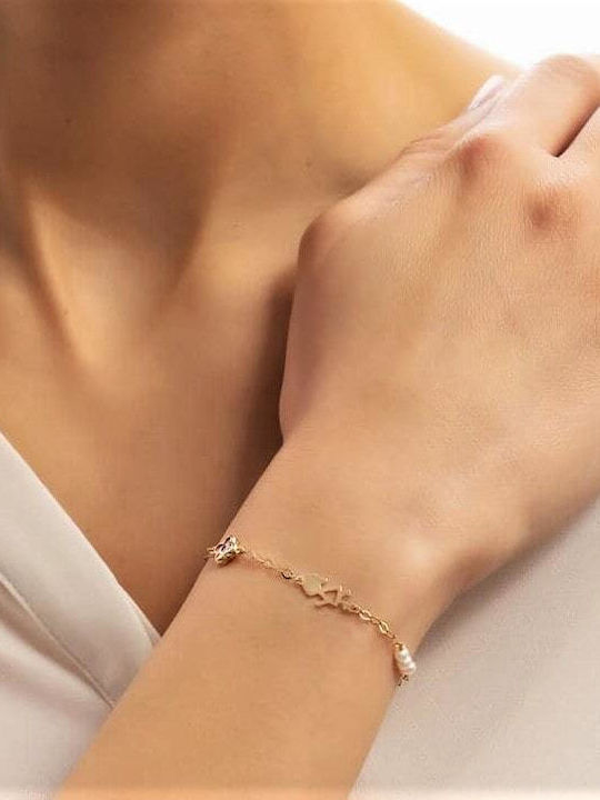 Eforo Παιδικό Βραχιόλι Αλυσίδα από Χρυσό 14K με Πέτρες και Φιγούρα