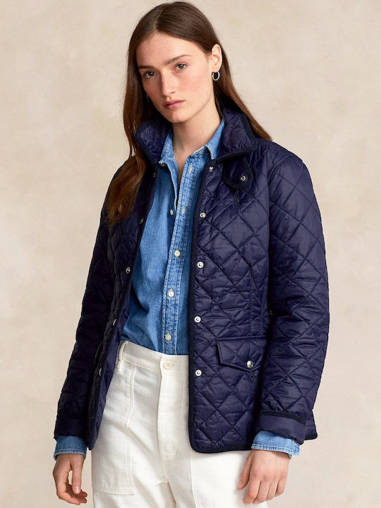 Ralph Lauren Κοντό Γυναικείο Puffer Μπουφάν Μπλε