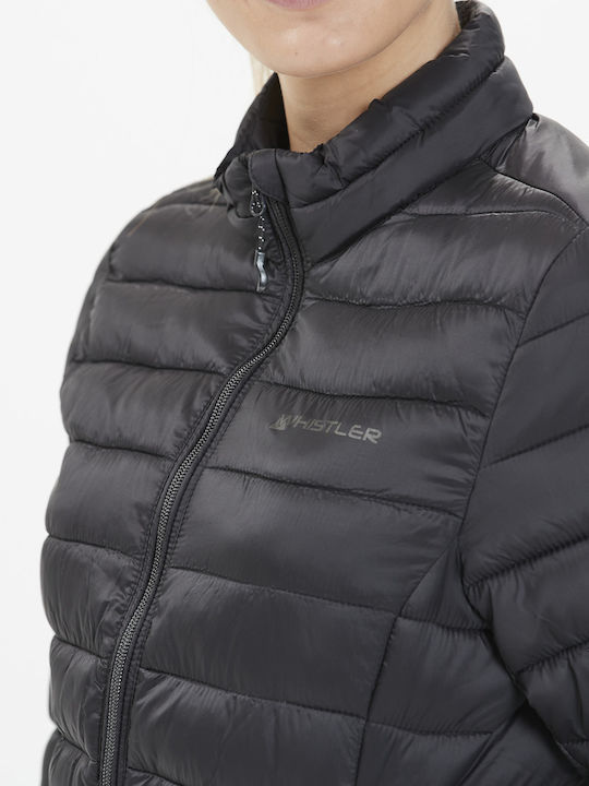 Kurz Damen Puffer Jacke für Winter Schwarz