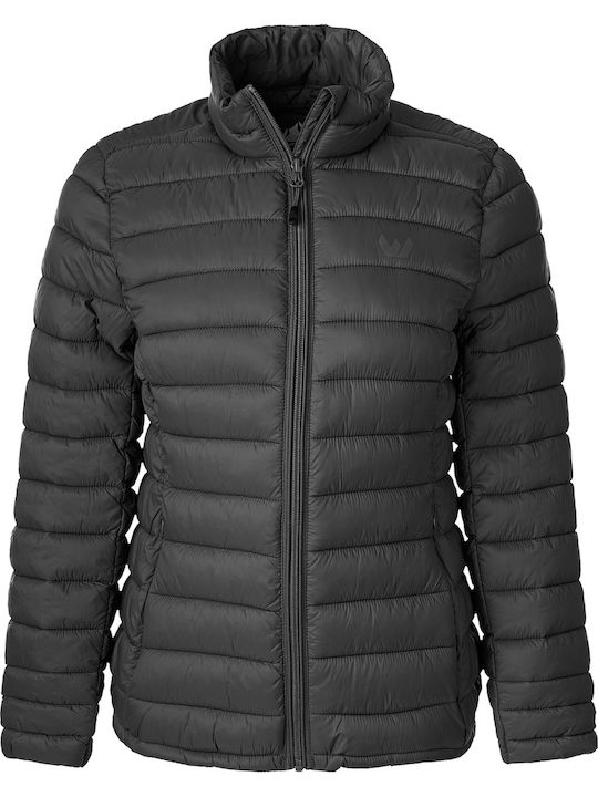 Kurz Damen Puffer Jacke für Winter Schwarz
