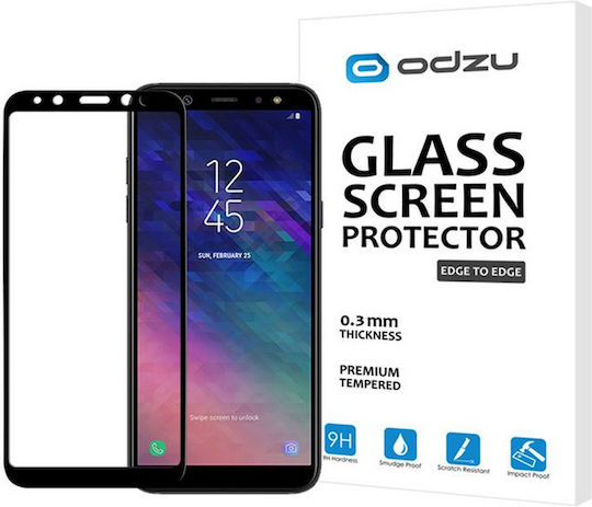 2.5D 0.3mm Vollflächig gehärtetes Glas Schwarz (Galaxy A6 2018)