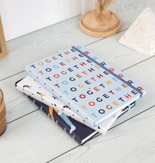 Filofax REFILLABLE TOGETHER Σημειωματάριο A5 56 Φύλλων με Λευκές Σελίδες με Λάστιχο Μπλε