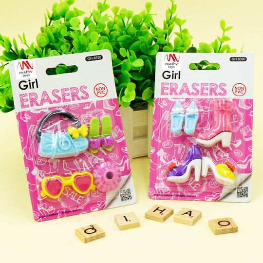 QiHao Eraser Set for Pencil and Pen 4pcs Pink