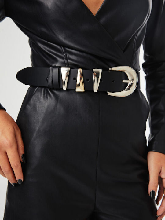 Leathertwist Δερμάτινη Γυναικεία Ζώνη Μαύρη