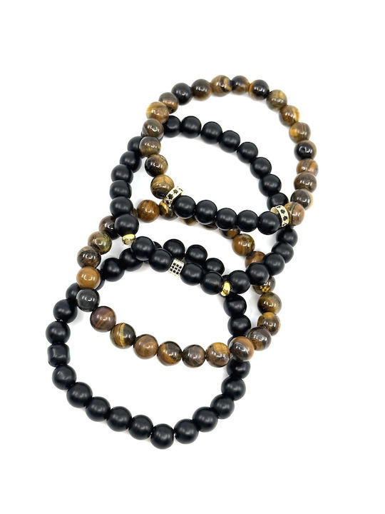 Legend Accessories Herren Set Armbänder aus Stahl mit Perlen