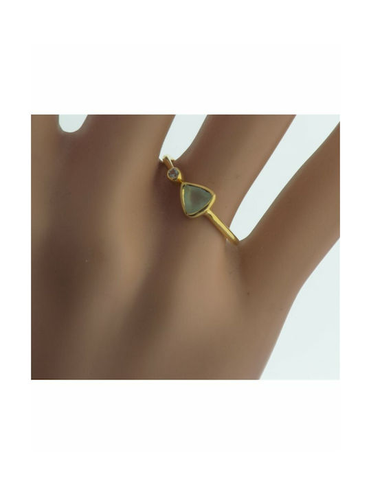 Paraxenies Women's Gold Plated Silver Ring with Stone