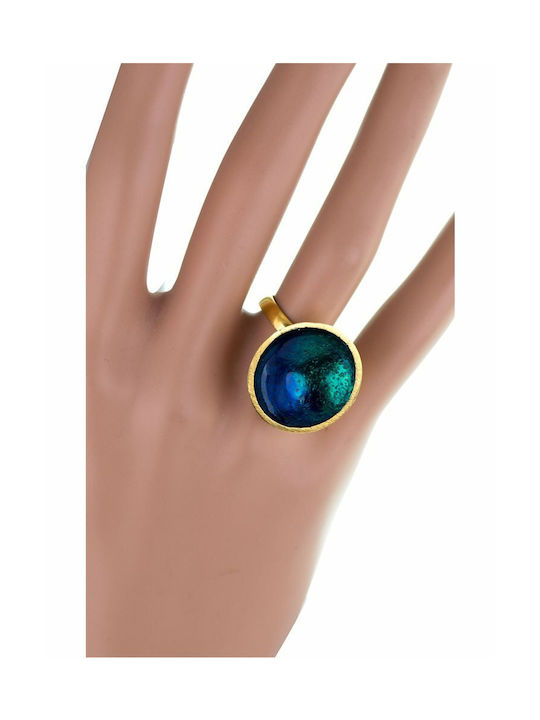 Paraxenies Women's Gold Plated Silver Ring with Enamel