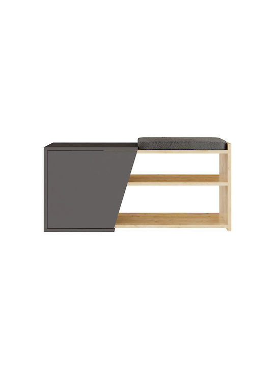 Suport pentru pantofi Fiona cu 2 Rafturi Stejar / Cărbune L104xW37xH47cm