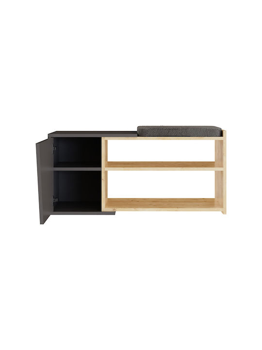 Suport pentru pantofi Fiona cu 2 Rafturi Stejar / Cărbune L104xW37xH47cm