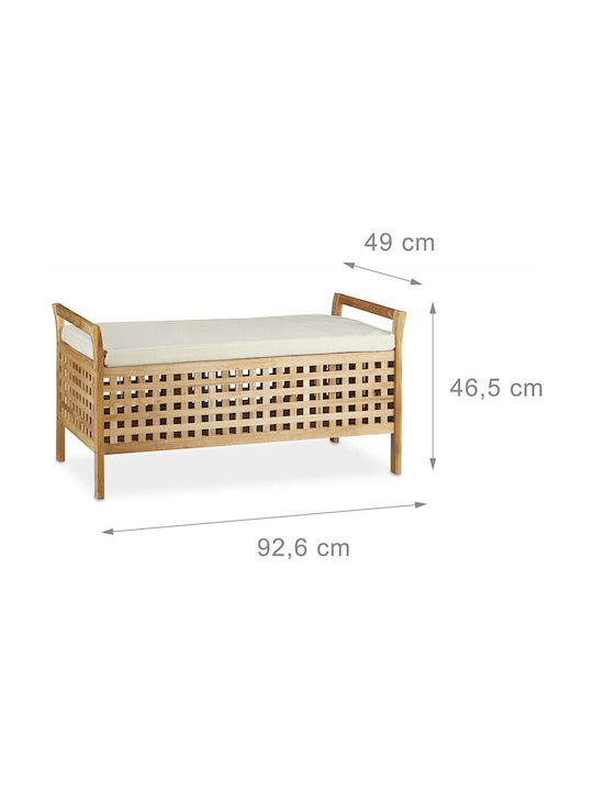 Relaxdays Bankhocker mit Stauraum Hölzernes Beige 46,5x92,6x49cm