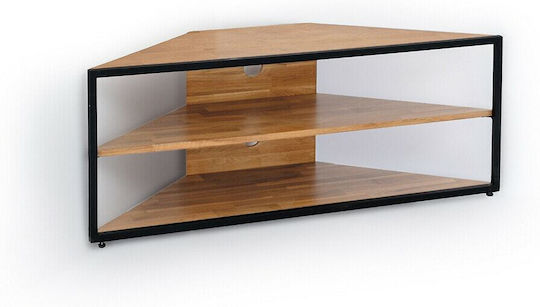 Corner TV Stand made of Metal and Solid Wood Brown M120xD43xH45cm