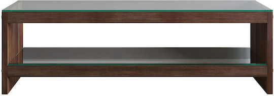 TV Stand from Solid Wood and Glass Brown M140xD45xH45cm