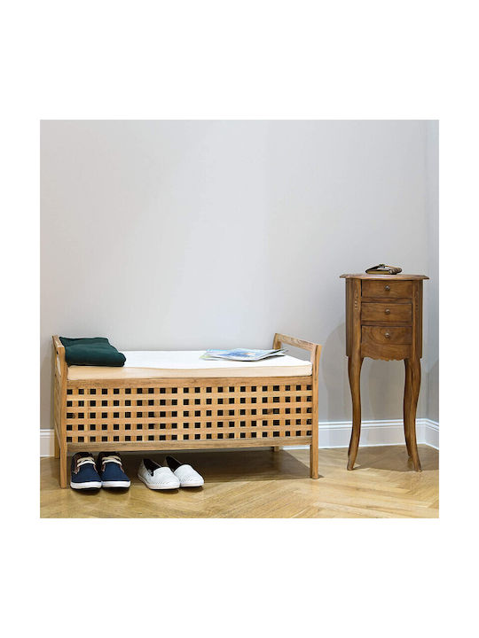 Relaxdays Bankhocker mit Stauraum Hölzernes Beige 46,5x92,6x49cm