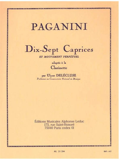 Alphonse Leduc Paganini Sheet Music for Wind Instruments