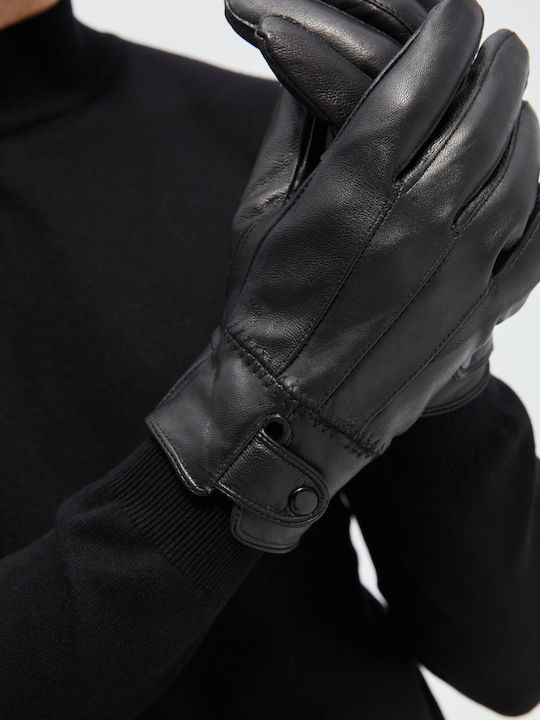 Aristoteli Bitsiani Schwarz Leder Handschuhe