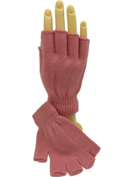 Gift-Me Women's Knitted Fingerless Gloves Pink