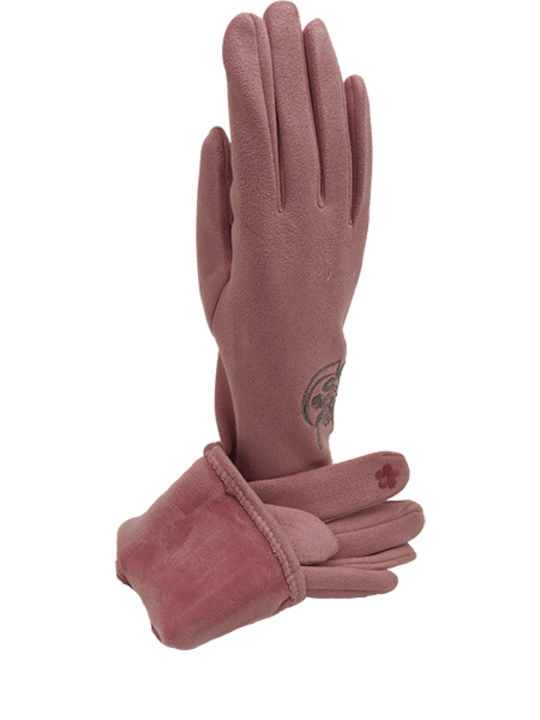 Gift-Me Ροζ Γυναικεία Δερμάτινα Γάντια Αφής