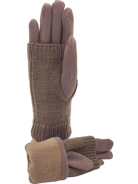 Women's Knitted Touch Gloves Brown